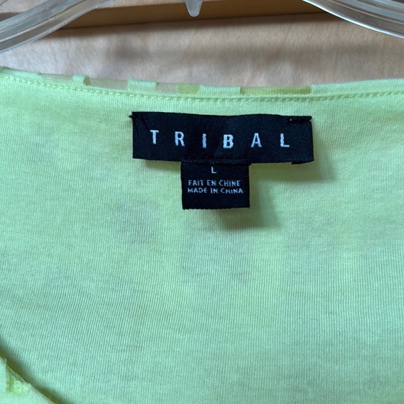 Tribal’s Vibrant lemon lime Green Textured cutout Blouse - Picture 4 of 7